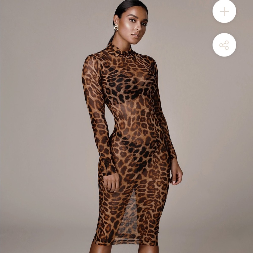 New w./tags JLUXLABEL Leopard Mesh Dress